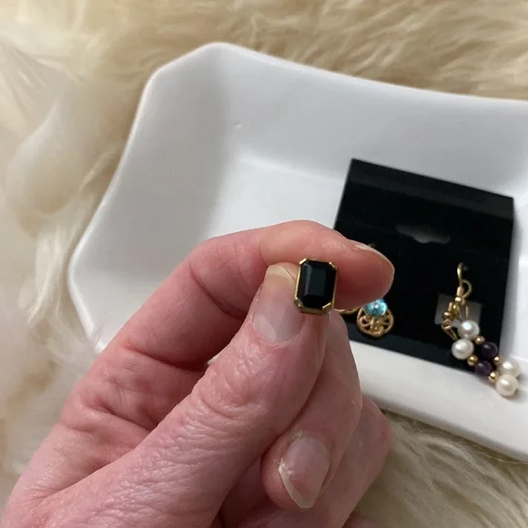 3 Pairs Semi-Precious/10K Gold Plated Earrings From India - Picture 2 of 4